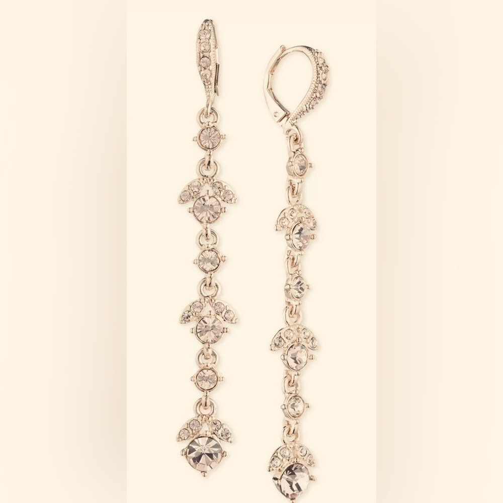 Givenchy Crystal Linear Drop Earrings, Elegant Gold - Picture 2 of 7